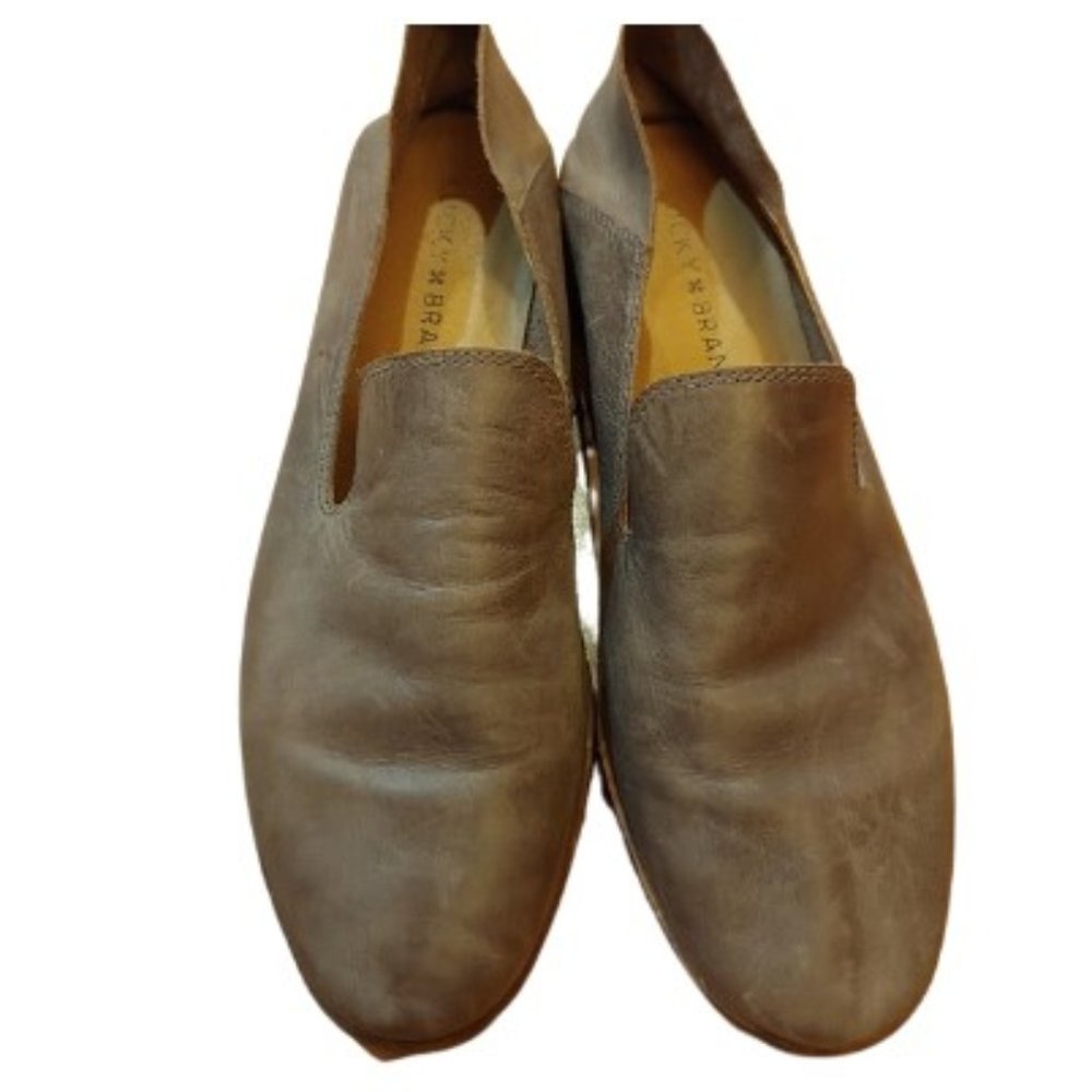 Lucky Brand Cahill Leather Open Grey Slip On Shoes - Picture 6 of 7